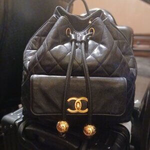 Chanel Authentic Large Blue Lambskin Backpack